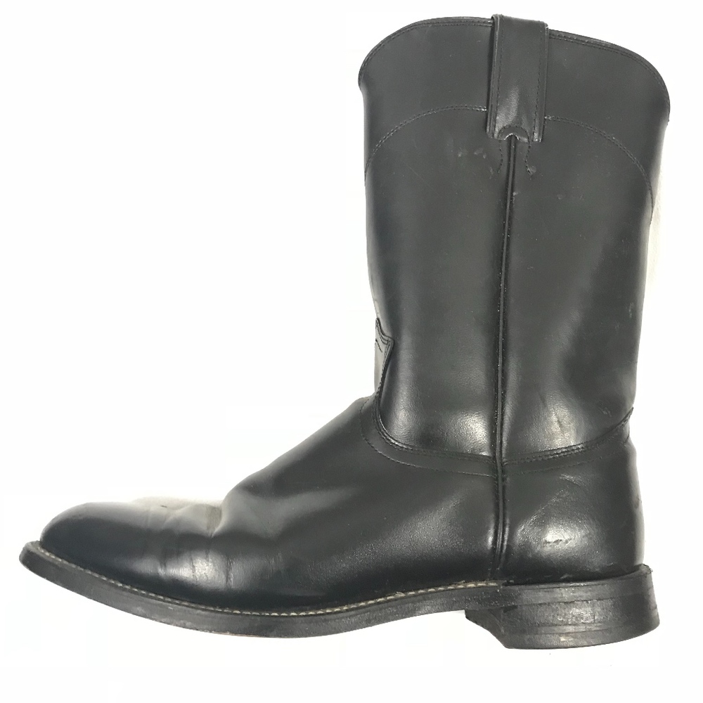 Men's Justin Black Leather Boots - Size 7.5